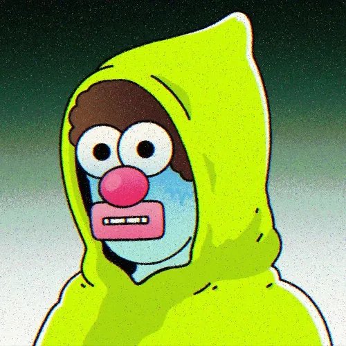 An illustration of a cartoon character with a pink nose and large eyes wearing a bright yellow hooded robe.