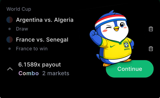 The image shows a screen displaying information about the World Cup, specifically focusing on the Argentina vs. Algeria match between France and Senegal. The text on the screen indicates that the match will take place at the end of the week, with France and Senegal playing against each other. A cartoon penguin is also present in the image, adding a playful touch to the scene.