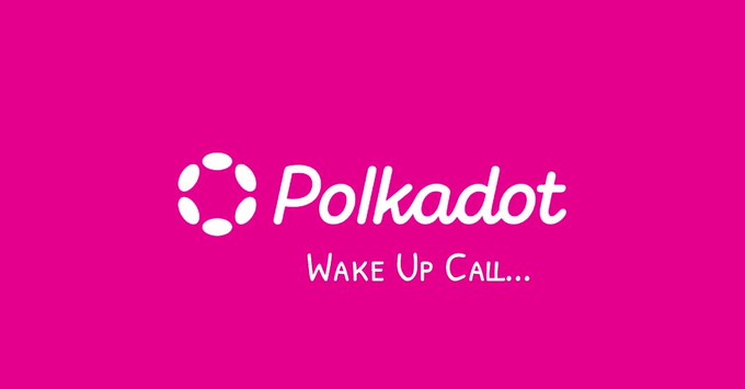 A bold pink banner featuring the white "Polkadot" logo and the phrase "Wake Up Call..." serves as a visual protest, urging the Polkadot team to address $DOT's underperformance and improve development, communication, and value delivery to investors.