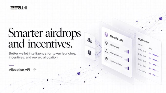 A Berachain-branded page promotes “Smarter airdrops and incentives.” and an “Allocation API” for wallet intelligence, sybil resistance, wallet-quality scoring, and changing-tag signals.