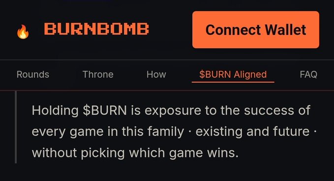 The image shows a small screenshot featuring the Burn bomb logo, with a description of the game available in black text below it. The website's name "Burn bomb" is displayed at the top of the screen along with two words that indicate they are selling their $BURN for only $100. This implies a relatively high price compared to typical video games.