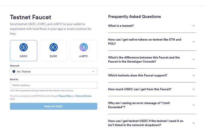 ursd testnet faucet page with three buttons and a dropdown menu, displaying the text "Testnet Faucet" and "What is Testnet Faucet?"