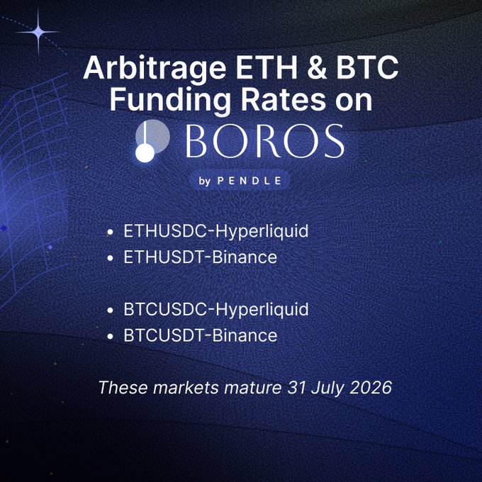 The image features a blue background with white text announcing a new fund. It displays two cryptocurrencies -eth and btc - along with details about them, such as their funding rates (ethers vs bitcds). The fund is specifically designed for Bitcoin users, offering fixedfunding amounts in each currency. A star icon is used to emphasize the fund's name in the top left corner of the image.