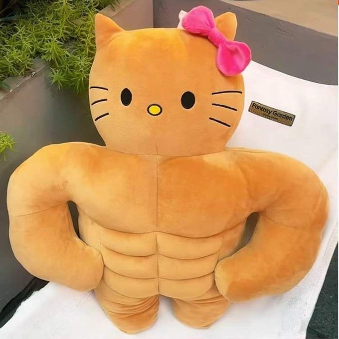 A plush orange cat toy with a pink bow, designed as a body pillow for back support, sits in a chair with a "Fantasy Garden" label visible on the cushion.

The image appears to show a novelty product, though its connection to the hashtags #ALPHADRIVEONE, #ALD1, #알파드라이브원, #ARNO, or #아르노 is unclear without additional context.