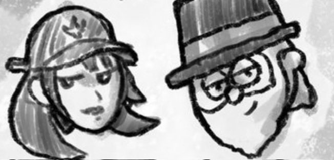 A black and white cartoon sketch shows two stylized characters: a woman wearing a cap with a star on the left, and a man in a tall top hat and round glasses on the right. The whimsical drawing pairs with the celebratory Friday message directed at the AVAX community.