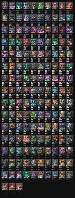 A grid of many small pixel art character portraits, likely sprite sheets from a video game.