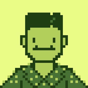 A pixel art avatar of a character with green hair and a cheerful smile, set against a pale green background. The image appears to be a profile picture, likely the @OxSimpleFarmer character referenced in the post who acquired a Chain Raiders NFT as their first Robinhood Crypto asset.