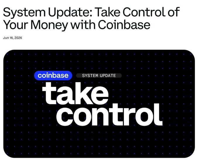 The image features a black background with white text that reads "Coinbase System Update: Take Control of Your Money With Coinbase". Below this, there are two blue boxes containing information about the system update. One box contains a list of updates available on Coinbase's platform and another box provides details about an AI investment advisor for stock and ETF trading. The image also includes a small logo in the bottom left corner that reads "focus on what is in the image".