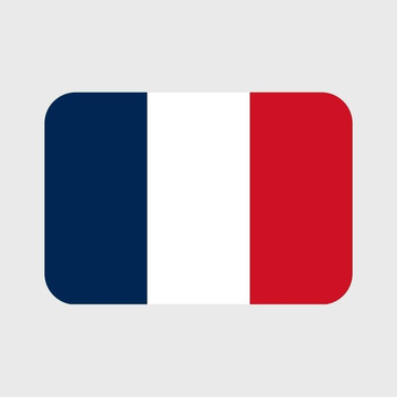 A simple icon depicting the French flag with vertical blue, white, and red stripes.