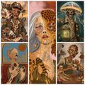 A collage of various artistic paintings and illustrations in different styles and subjects.