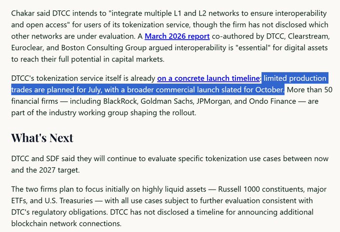 "I bet DTCC @ The DTC taps ALGORAND $ALGO next ! Quantum Resistance and INSTANT Finality FTW"