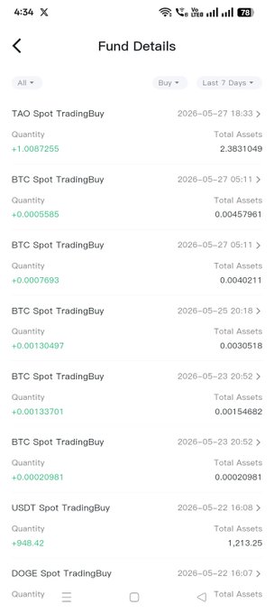 The image shows a phone screen displaying the details of trading with BTC Spot Trading (BTC Spot). The text appears to provide information about transactions, including one where a person bought an asset at $TAO. There are several other texts displayed on the screen as well, but they don't seem directly related to the post shown in the image.