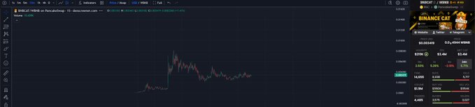 A cryptocurrency trading chart interface on Binance showing a price graph for FLOKI/USDT against a dark background, with buy/sell order books and a Binance Cat mascot on the right.