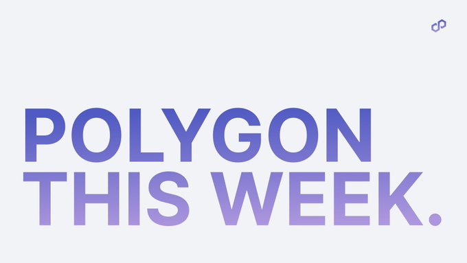 The image displays a bold graphic with the text "POLYGON THIS WEEK." in large purple lettering, serving as a header to summarize a busy week of Polygon network milestones, including a 100M POL token burn, record-breaking transaction speeds of 11 million payments per second, and over $544K in network fees.