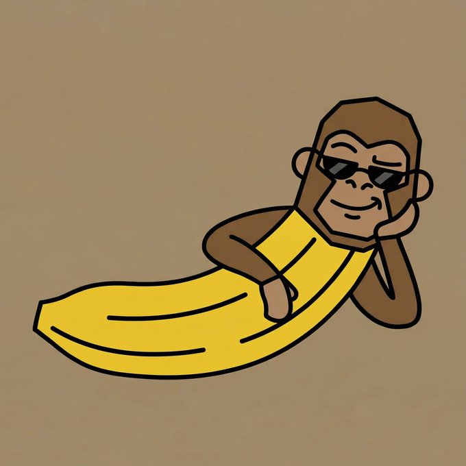 The image features a cartoon monkey wearing sunglasses, laying down with its arms crossed over its chest. The text "GM ！️" appears at the bottom of the image, which could be a reference to the character Gm from the movie "Gmah!".