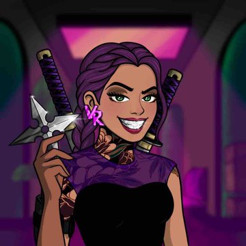 The image features a cartoon girl with purple hair holding two swords, one silver and one black, while standing against a purple background. The caption below the image reads "Just MINTED some fresh Female Vault Runners on the new SOL ON CHAIN launchpad platform! solonchainio Go mint now!". This suggests that there is an ongoing release of new female vault runners in the game, which are being promoted by the post.