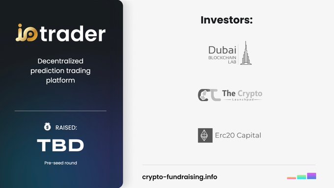"Decentralized prediction trading platform @iotraderio closed Pre-seed funding round from Dubai Blockchain Lab @The CryptoLaunch @Erc20".