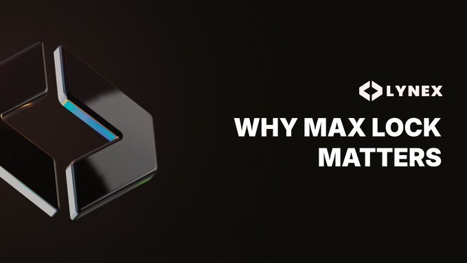 A sleek black promotional graphic for LYNEX with the headline "WHY MAX LOCK MATTERS" beside a 3D metallic logo with a blue accent stripe.