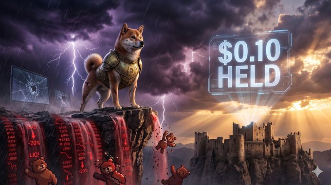 A brown dog stands on a cliff, overlooking a castle and a waterfall, with the text "0.10" above it.