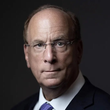A professional headshot of a bald man wearing glasses, a dark suit, white shirt, and blue patterned tie, set against a dark background. The image likely depicts BlackRock's CEO Larry Fink, whose firm's spot Bitcoin ETF (IBIT) experienced the record-breaking $3.55 billion in outflows mentioned in the post.