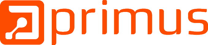 The orange logo for Primus, featuring a stylized gas pump icon integrated into the letter "P".