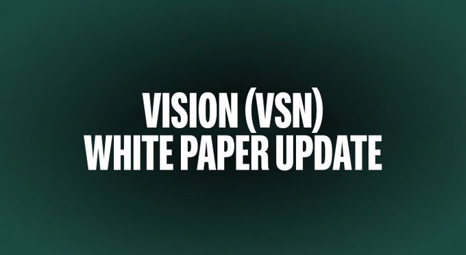 A graphic with white text on a dark green background reading 'VISION (VSN) WHITE PAPER UPDATE'.