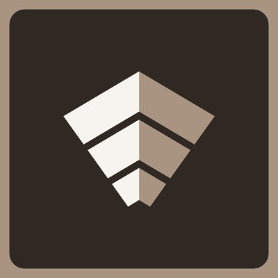 The image shows a stylized icon of a layered, pyramid-like geometric shape in cream and tan tones against a black background, visually representing the concept of a "full compute capital market" with stacked tiers. The post references this visual as it outlines the emerging layers of the AI/compute economy, from GPU hardware to tokenized compute assets being traded and used as collateral.