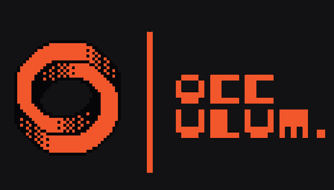 Pixel-art logo featuring an orange stylized snake wrapped around itself next to the text 'ACCUM.' separated by a vertical line.