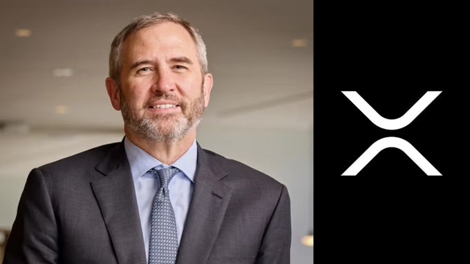 The image shows Brad Garlinghouse, CEO of Ripple, alongside the XRP logo. The caption references his statement that the CLARITY Act could unlock $10 trillion in value for XRP, connecting his leadership of Ripple directly to the potential regulatory and market impact on the XRP cryptocurrency.