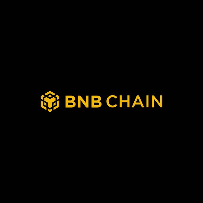 The image displays the BNB Chain logo, featuring a geometric cube icon in gold next to the text "BNB CHAIN" on a black background. This branding visually represents the blockchain platform highlighted in the post about tokenized stocks surpassing $5 billion in cumulative volume.