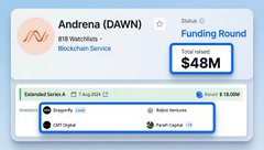 The image shows a list of financial figures related to the launch or funding round of an extended series called "Next Big Depin" by Andrea Dorn (Dawn). The title of the image is "Next Big DePin Airdrop $DAWN TGE confirmed for this year". Two other projects are listed, one involving Dawn Internet and another involving Dragonfly. These financial figures show that a total of $48M has been raised through these projects. The post also indicates that the funds have been utilized to raise the necessary capital required for the fundings round.