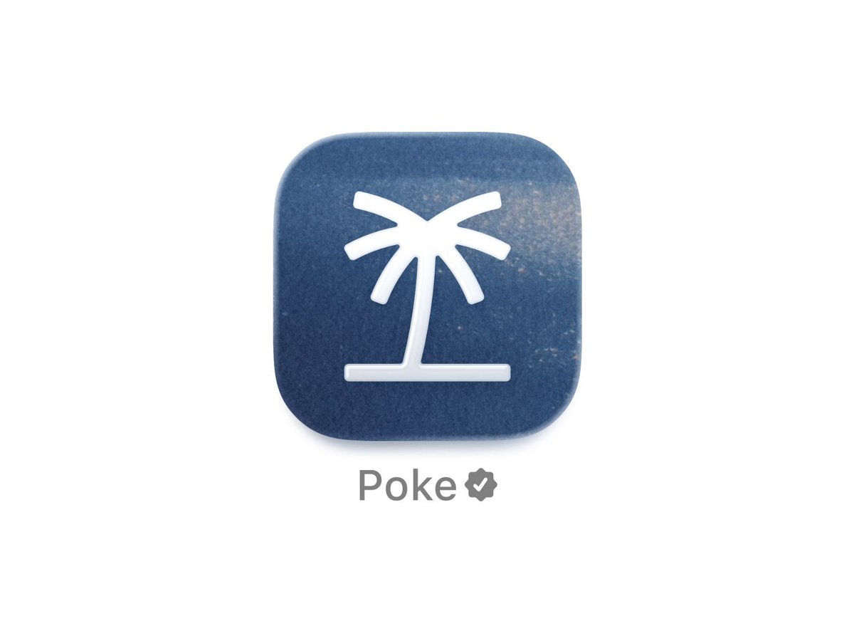 The image features a blue square app icon with a palm tree design, which is part of an advertisement for a Pokemon game. The text "Poke" is written below the icon, indicating that the app is related to the Pokemon gaming platform. The image also includes a small checkmark in the bottom right corner, suggesting that the post has been liked or appreciated by someone.