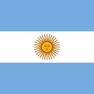 The image shows the flag of Argentina, featuring light blue and white horizontal stripes with a golden Sun of May emblem in the center. It relates to the post as the country whose authorities are investigating the LIBRA cryptocurrency scandal by freezing 25 crypto accounts and demanding KYC data from exchanges.
