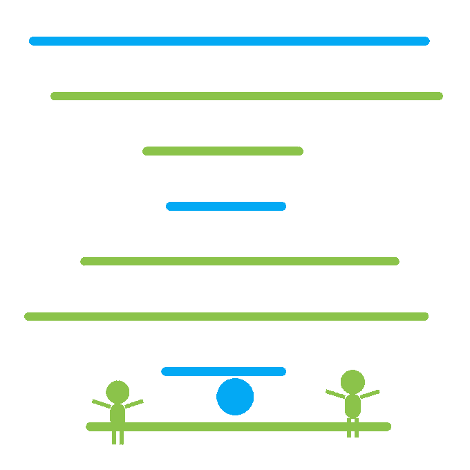 A green hilltop serves as the meeting ground where two stick-figure friends stand on either side of a blue ball, with horizontal blue and green lines layered above them like steps or platforms in the sky.

The image mirrors the post's message about mutual following built on trust and integrity—the two figures positioned together with a shared object between them visually represent the grounded, steady relationship described in the text, while the layered lines above suggest the elevated values of mutual respect and authenticity.