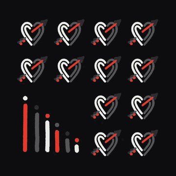 A graphic on a dark background displays a grid of heart-shaped icons with upward arrows alongside an analytics bar chart with rising red and gray bars, symbolizing increasing engagement or growth metrics.