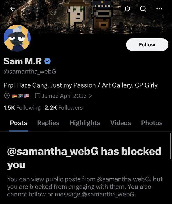 "Scammer alert, be aware! @samantha_webG Wanted to buy art from me, refused to swap to eth, refused to make an offer in usdc, claimed they couldn't use Gondi. Also gave me a wallet address with zero nft activity and the wallet they had linked in discord is def not theirs."