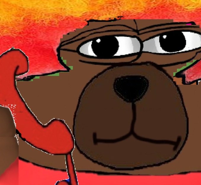 A cartoonish brown dog meme with droopy, tired-looking eyes appears exhausted against a fiery orange-red background, conveying dread about the upcoming Monday—humorously tying into the "$BOBO" post by reflecting the relatable fatigue of facing the work week ahead.