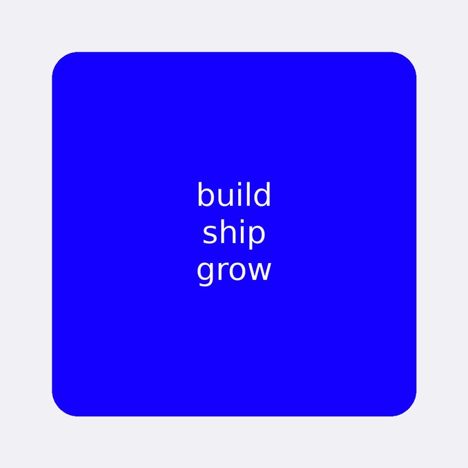 The image features a square blue background with white text that reads "Build ship grow" written in all capital letters. This message seems to be promoting the idea of continuous growth, both in terms of physical construction (building) and digital expansion (ship). The use of bold, capitalized text helps emphasize this concept and make it stand out against the blue backdrop.