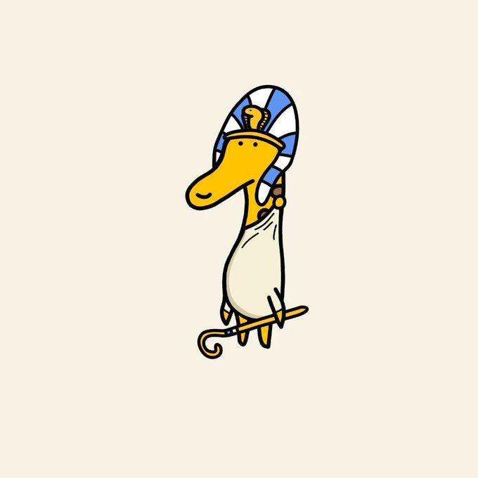A cartoon giraffe with a blue and white striped headdress reminiscent of an Egyptian pharaoh stands holding a cane, matching the celebratory "Great Pharaoh Giraffe" theme of the post honoring @LHBCrypto's 4th of July and the Haywire Collection.