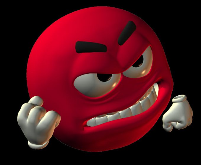 A menacing 3D-rendered red emoji ball with furrowed black eyebrows, bared teeth, and clenched white fists conveys intense anger and determination. The aggressive expression visually reinforces the post's claim that Wintermute is fiercely opposed to Bitcoin reaching the $90,000 milestone, embodying the trading firm's hostile stance toward BTC's price rally.