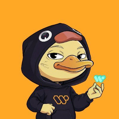 The image features a cartoon duck wearing a hoodie, standing against an orange background. The duck has a big smile on its face as if posing for a picture or participating in a conversation. There are no other objects or text present in the image. The post seems to be related to Quack Heads and is titled "I'm excited to finally join the @wallchain private Telegram chat for Quack Heads holders If you hold a Quack Heads NFT and haven't joined yet, I'll drop a step-by-step video guide below".