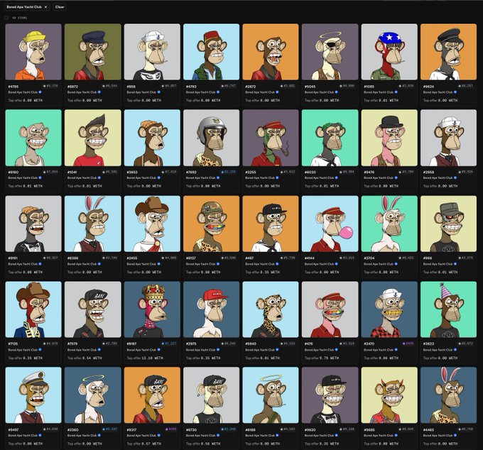 The image features a grid of 100+ monkey characters from various NFT collections, including "Went to ApeFest Lisbon not knowing what to expect and found !" and "@BoredApeYC". The monkeys are dressed in different outfits and have unique facial expressions, showcasing their diverse personalities. The post seems to be discussing the collection or a specific event related to it, as indicated by the use of NFTs and the inclusion of the words "@BoredApeYC" and "@WentToApeFest Lisbon".