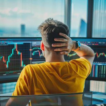 A trader sits with his head in his hand in apparent distress while viewing multiple cryptocurrency charts on monitors, visually reflecting the $305.40 million in liquidations affecting 86,976 traders over the past 24 hours.