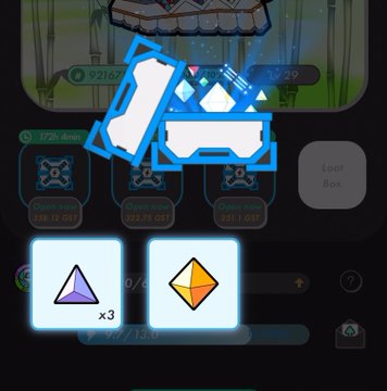 The image shows an open box with blue and white diamonds, as well as two other boxes containing different types of shapes or objects. The text "morning OG" appears near one of the boxes, possibly indicating a specific event or occasion related to the morning time.