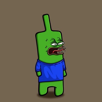 A cartoon illustration of a green character with an antenna and a blue shirt sweats nervously against a brown background.