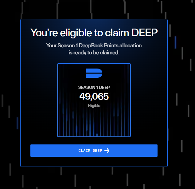 The image shows a screenshot of an online account claiming DeepBook Points for an item called 'claim deepbook points.' The details show that the user has claimed 49,055 points. The screenshot also provides information about how users can claim points when they are ready to be claimed and even suggests using a free aggregator called 'FlowX' if someone is interested in selling their DeepBook Points.