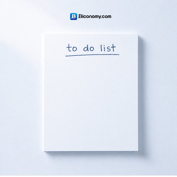 A blank piece of white paper with the handwritten blue header "to do list" centered at the top, and a "Biconomy.com" logo visible above it.