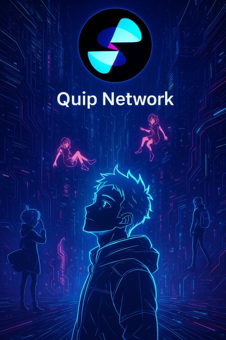The image features an illustration of a man standing under a blue sky with a logo that reads "quip network" at the top, surrounded by three other people who appear to be walking or standing nearby. The scene takes place in a city setting, which adds context to the overall theme of the post. The main point being discussed is how Quip Network's infrastructure can benefit different participants within an ecosystem, regardless of their specific roles or responsibilities. This flexibility allows for efficient collaboration and value flow across various platforms and applications.