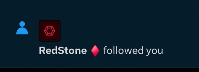 A notification showing that "RedStone" followed you on a social media platform.