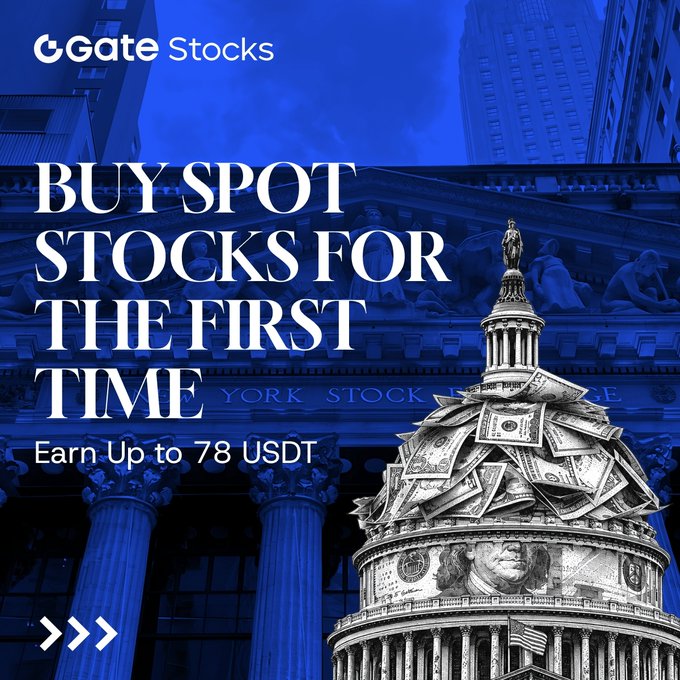 The image features a large building with columns, which serves as the backdrop for an advertisement promoting a cashback program. The text in the image reads "Buy Spot Stocks for the first time Earn Up to 78 USDT". This suggests that users can earn up to 78 US Dollars by purchasing spot stocks through this program.

The main focus of the image is on the building, with the columns and the sky visible behind it. The advertisement aims to attract attention and encourage people to participate in the cashback program for buying spot stocks.